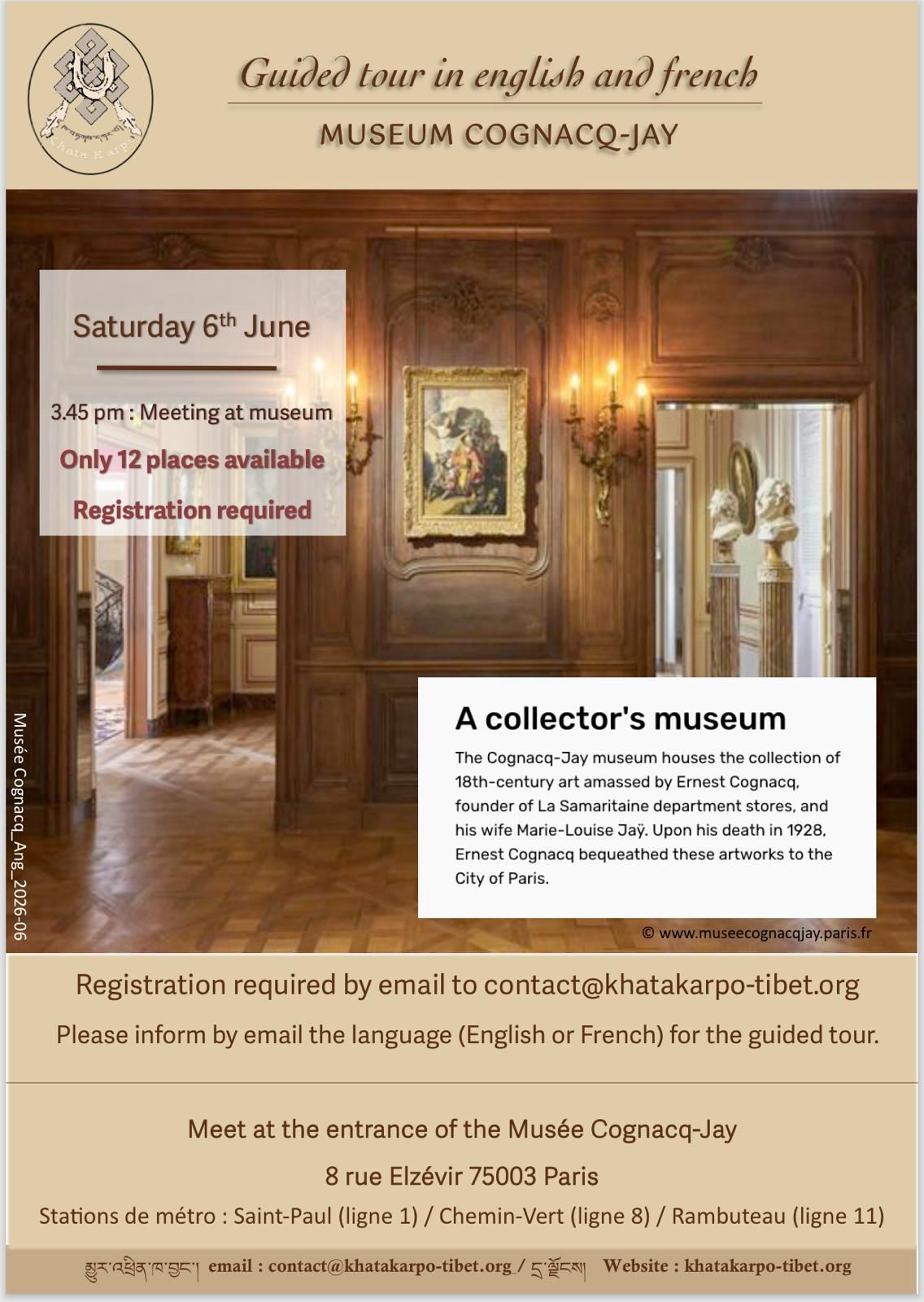 Guided tour Cognacq-Jay Museum - Saturday, June 6, 2026