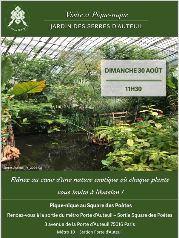 Visite et pique-nique Jardin des Serres d'Auteuil -  dimanche 30 août 2026 -11h30